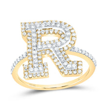 Load image into Gallery viewer, 10K Yellow Gold Diamond Fashion Initial "R" Women's Ring 5/8 Cttw - Splendid Jewellery