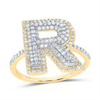 10K Yellow Gold Diamond Fashion Initial "R" Women's Ring 5/8 Cttw - Splendid Jewellery