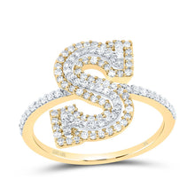 Load image into Gallery viewer, 10K Yellow Gold Diamond Fashion Initial "S" Women's Ring 1/2 Cttw - Splendid Jewellery