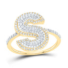10K Yellow Gold Diamond Fashion Initial "S" Women's Ring 1/2 Cttw - Splendid Jewellery