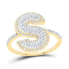 10K Yellow Gold Diamond Fashion Initial "S" Women's Ring 1/2 Cttw - Splendid Jewellery