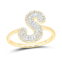 Load image into Gallery viewer, 10K Yellow Gold Diamond Fashion Initial "S" Women's Ring 1/4 Cttw - Splendid Jewellery