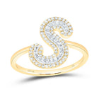 10K Yellow Gold Diamond Fashion Initial "S" Women's Ring 1/4 Cttw - Splendid Jewellery