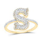 10K Yellow Gold Diamond Fashion Initial "S" Women's Ring 3/8 Cttw - Splendid Jewellery
