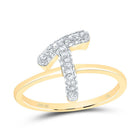 10K Yellow Gold Diamond Fashion Initial "T" Ring 1/4 Cttw - Splendid Jewellery