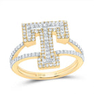 10K Yellow Gold Diamond Fashion Initial "T" Women's Ring 1/2 Cttw - Splendid Jewellery