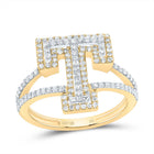 10K Yellow Gold Diamond Fashion Initial "T" Women's Ring 1/2 Cttw - Splendid Jewellery