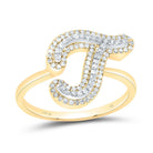 10K Yellow Gold Diamond Fashion Initial "T" Women's Ring 1/3 Cttw - Splendid Jewellery