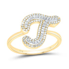 10K Yellow Gold Diamond Fashion Initial "T" Women's Ring 1/3 Cttw - Splendid Jewellery