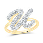 10K Yellow Gold Diamond Fashion Initial "U" Ring 1/2 Cttw - Splendid Jewellery