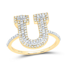 Load image into Gallery viewer, 10K Yellow Gold Diamond Fashion Initial "U" Women's Ring 1/2 Cttw - Splendid Jewellery