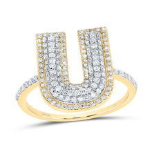 Load image into Gallery viewer, 10K Yellow Gold Diamond Fashion Initial "U" Women's Ring 1/2 Cttw - Splendid Jewellery