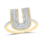 10K Yellow Gold Diamond Fashion Initial "U" Women's Ring 1/2 Cttw - Splendid Jewellery