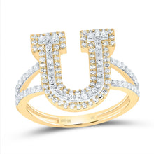 Load image into Gallery viewer, 10K Yellow Gold Diamond Fashion Initial "U" Women's Ring 1/2 Cttw - Splendid Jewellery