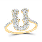 10K Yellow Gold Diamond Fashion Initial "U" Women's Ring 3/8 Cttw - Splendid Jewellery