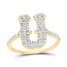 Load image into Gallery viewer, 10K Yellow Gold Diamond Fashion Initial "U" Women's Ring 3/8 Cttw - Splendid Jewellery