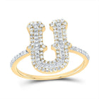 10K Yellow Gold Diamond Fashion Initial "U" Women's Ring 3/8 Cttw - Splendid Jewellery