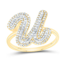 Load image into Gallery viewer, 10K Yellow Gold Diamond Fashion Initial "U" Women's Ring 3/8 Cttw - Splendid Jewellery