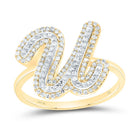 10K Yellow Gold Diamond Fashion Initial "U" Women's Ring 3/8 Cttw - Splendid Jewellery