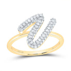 10K Yellow Gold Diamond Fashion Initial "V" Ring 3/8 Cttw - Splendid Jewellery