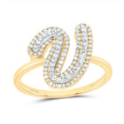 10K Yellow Gold Diamond Fashion Initial "V" Women's Ring 1/3 Cttw - Splendid Jewellery