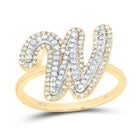 10K Yellow Gold Diamond Fashion Initial "W" Women's Ring 1/2 Cttw - Splendid Jewellery