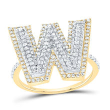 Load image into Gallery viewer, 10K Yellow Gold Diamond Fashion Initial "W" Women's Ring 3/4 Cttw - Splendid Jewellery