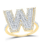 10K Yellow Gold Diamond Fashion Initial "W" Women's Ring 3/4 Cttw - Splendid Jewellery