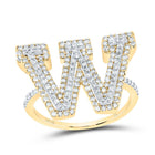 10K Yellow Gold Diamond Fashion Initial "W" Women's Ring 3/4 Cttw - Splendid Jewellery