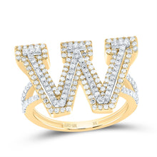 Load image into Gallery viewer, 10K Yellow Gold Diamond Fashion Initial "W" Women's Ring 3/4 Cttw - Splendid Jewellery