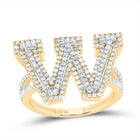 10K Yellow Gold Diamond Fashion Initial "W" Women's Ring 3/4 Cttw - Splendid Jewellery