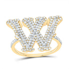 10K Yellow Gold Diamond Fashion Initial "W" Women's Ring 5/8 Cttw - Splendid Jewellery