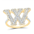 10K Yellow Gold Diamond Fashion Initial "W" Women's Ring 5/8 Cttw - Splendid Jewellery