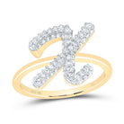 10K Yellow Gold Diamond Fashion Initial "X" Ring 3/8 Cttw - Splendid Jewellery