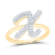 Load image into Gallery viewer, 10K Yellow Gold Diamond Fashion Initial "X" Ring 3/8 Cttw - Splendid Jewellery