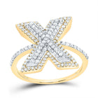 10K Yellow Gold Diamond Fashion Initial "X" Women's Ring 1/2 Cttw - Splendid Jewellery