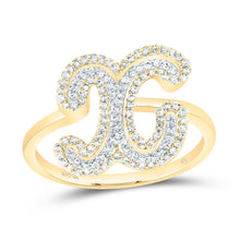 Load image into Gallery viewer, 10K Yellow Gold Diamond Fashion Initial "X" Women's Ring 1/3 Cttw - Splendid Jewellery