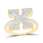10K Yellow Gold Diamond Fashion Initial "X" Women's Ring 5/8 Cttw - Splendid Jewellery