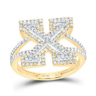 10K Yellow Gold Diamond Fashion Initial "X" Women's Ring 5/8 Cttw - Splendid Jewellery
