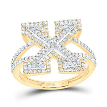 Load image into Gallery viewer, 10K Yellow Gold Diamond Fashion Initial "X" Women's Ring 5/8 Cttw - Splendid Jewellery