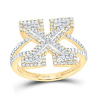 10K Yellow Gold Diamond Fashion Initial "X" Women's Ring 5/8 Cttw - Splendid Jewellery