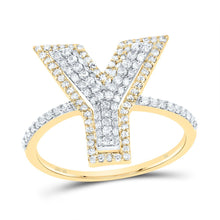 Load image into Gallery viewer, 10K Yellow Gold Diamond Fashion Initial "Y" Women's Ring 1/2 Cttw - Splendid Jewellery