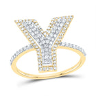 10K Yellow Gold Diamond Fashion Initial "Y" Women's Ring 1/2 Cttw - Splendid Jewellery