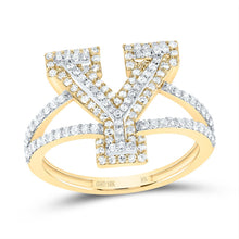 Load image into Gallery viewer, 10K Yellow Gold Diamond Fashion Initial "Y" Women's Ring 1/2 Cttw - Splendid Jewellery