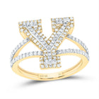10K Yellow Gold Diamond Fashion Initial "Y" Women's Ring 1/2 Cttw - Splendid Jewellery
