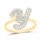 10K Yellow Gold Diamond Fashion Initial "Y" Women's Ring 1/3 Cttw - Splendid Jewellery