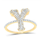 10K Yellow Gold Diamond Fashion Initial "Y" Women's Ring 3/8 Cttw - Splendid Jewellery