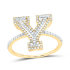 10K Yellow Gold Diamond Fashion Initial "Y" Women's Ring 3/8 Cttw - Splendid Jewellery