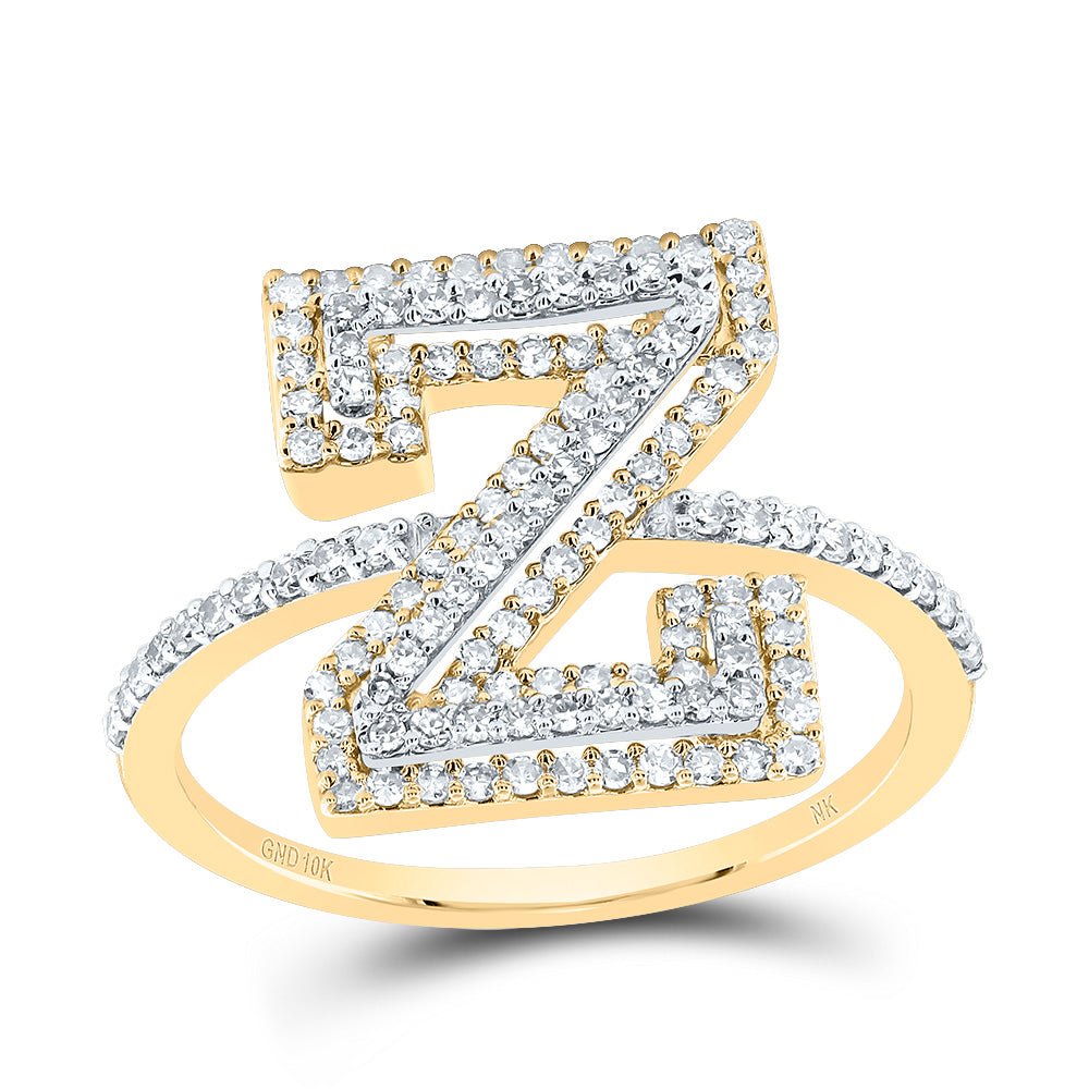 10K Yellow Gold Diamond Fashion Initial "Z" Women's Ring 1/2 Cttw - Splendid Jewellery