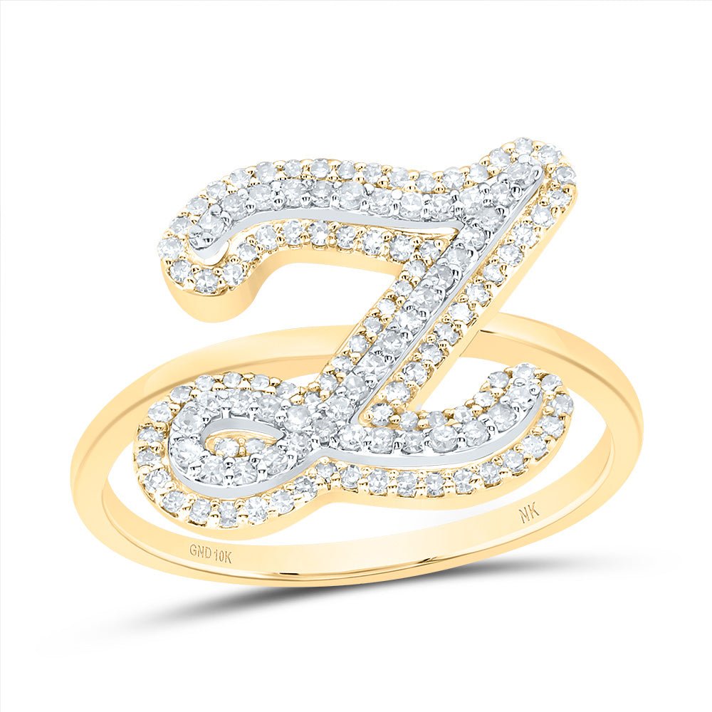 10K Yellow Gold Diamond Fashion Initial "Z" Women's Ring 3/8 Cttw - Splendid Jewellery